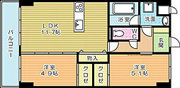 プランドール一枝 2LDKの間取図画像