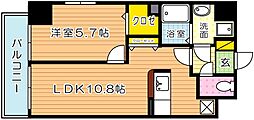 アイランド中津口 1LDKの間取図画像