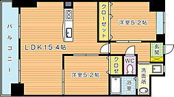 ブルースカイ3戸畑駅前銀座ビル 2LDKの間取図画像