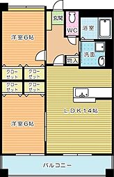 S・E天籟寺 2LDKの間取図画像