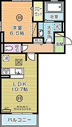 D-room柳町 1LDKの間取図画像