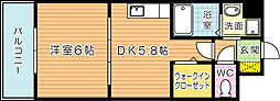 ラ・アヴェニール 1DKの間取図画像