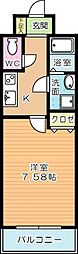 ベルガモット 1Kの間取図画像