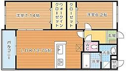 ソレイユ若戸 2LDKの間取図画像