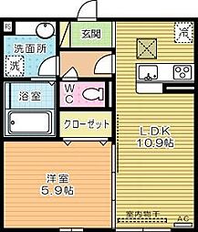 ザ・レジデンスBonjonoWest 1LDKの間取図画像