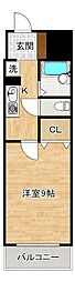 ウイングス片野2 1Kの間取図画像