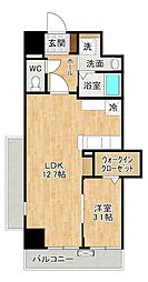 シェーナ下到津 1LDKの間取図画像