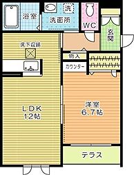 ヴィラウィステリア門司B 1LDKの間取図画像