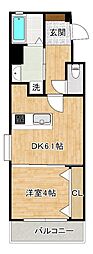 北九州市小倉北区中井3丁目マンション 1DKの間取図画像
