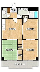 クレベール田町 3DKの間取図画像
