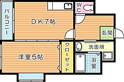 アンテスI 1階1DKの間取り