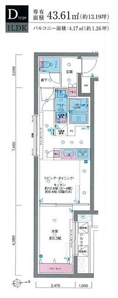 ＧＥＮＯＶＩＡ東向島ｓｋｙｇａｒｄｅｎ 105｜東京都墨田区堤通1丁目(賃貸マンション1LDK・1階・43.61㎡)の写真 その2