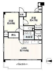 スタシオン海の中道パークサイド 2LDKの間取図画像