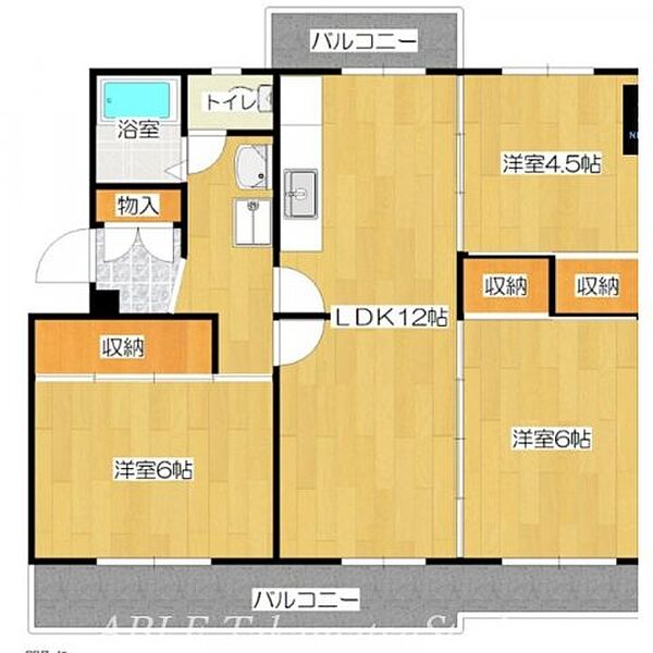 ヴィラナリー屋島5号棟 ｜香川県高松市屋島西町(賃貸マンション3LDK・4階・54.38㎡)の写真 その2