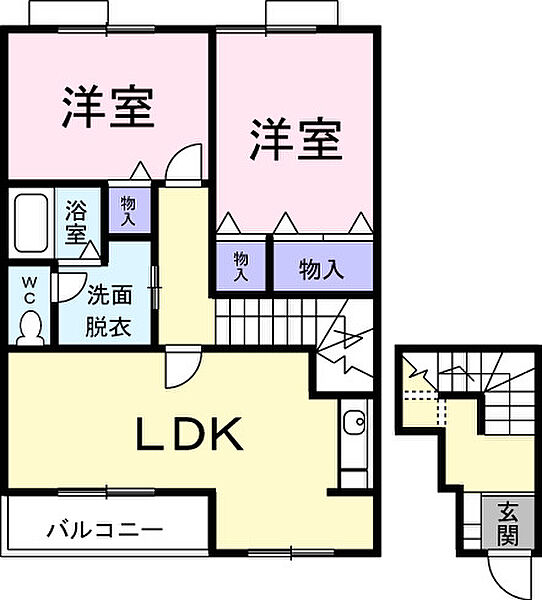 パークサイド大道Ｃ 203｜香川県高松市国分寺町国分(賃貸アパート2LDK・2階・65.53㎡)の写真 その2