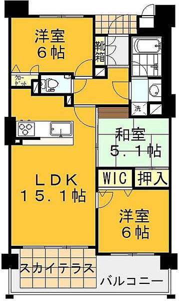 ロイヤルガーデン番町 0602｜香川県高松市番町3丁目(賃貸マンション3LDK・6階・71.09㎡)の写真 その2