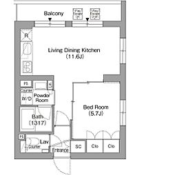 東急池上線 戸越銀座駅 徒歩5分の賃貸マンション 3階1LDKの間取り
