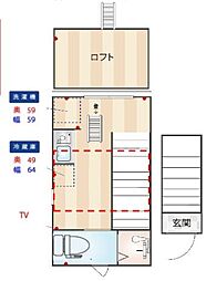 東急多摩川線 鵜の木駅 徒歩8分の賃貸アパート 2階ワンルームの間取り