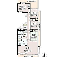 東急目黒線 洗足駅 徒歩6分の賃貸マンション 3階4LDKの間取り