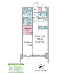 都営浅草線 西馬込駅 徒歩10分の賃貸マンション 8階1LDKの間取り