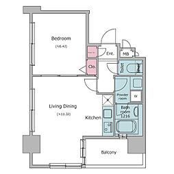 レジディア広尾南 3階1LDKの間取り