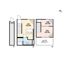 ルミドゥース目黒 3階2LDKの間取り