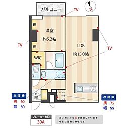 ZOOM広尾 3階1LDKの間取り