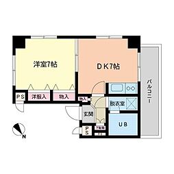 フォレストコート 2階1DKの間取り