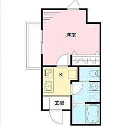 フラットセブン学芸大 2階1Kの間取り