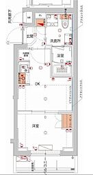 ハーモニーレジデンス武蔵小杉フォレストスクエア 2階1DKの間取り