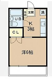 緑が丘ハイツ 1Kの間取図画像