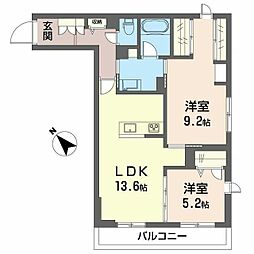 フェリシード野沢 2LDKの間取図画像