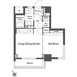 レジデンシャル目黒 1LDKの間取図画像