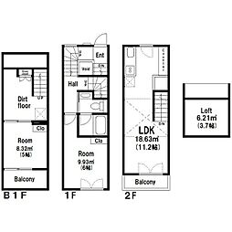 HILLSIDE白金長者丸 2SLDKの間取図画像