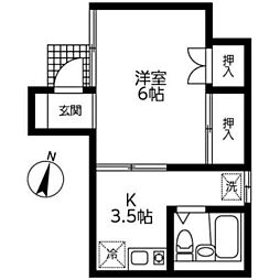 ジュネス目黒 1Kの間取図画像
