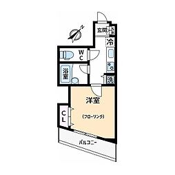 パークウェル五反田 1Kの間取図画像