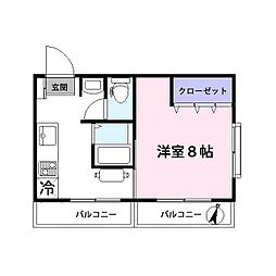 恭和コーポ菊名 1Kの間取図画像