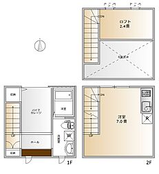 GarageTerrace目黒洗足 ワンルームの間取図画像