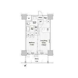ヒューリック荏原 1LDKの間取図画像
