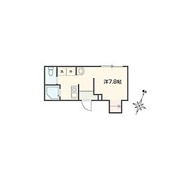 MELDIA祐天寺 201 2階ワンルームの間取り