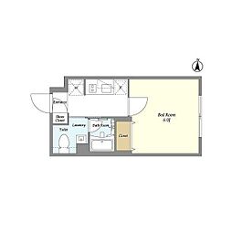 ガーデンレジデンス恵比寿 2階1Kの間取り