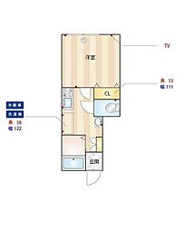 PRIMEGARDEN桜新町 1Kの間取図画像