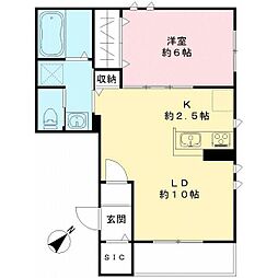 Domir　Ebara 1階1LDKの間取り