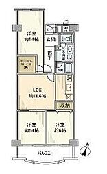 菊名ハイツ1号棟 3LDKの間取図画像