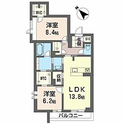 フェリシード野沢 2LDKの間取図画像