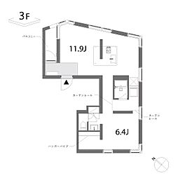 シモメアパートメント 1LDKの間取図画像