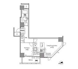 レジディアタワー目黒不動前 1LDKの間取図画像