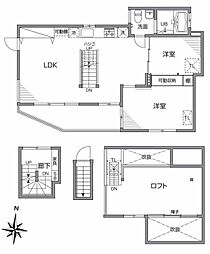 グランエッグス自由が丘W 3階2LDKの間取り