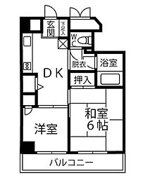 ティンバー小林 5階2DKの間取り