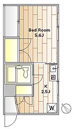リベラルII 3階1Kの間取り